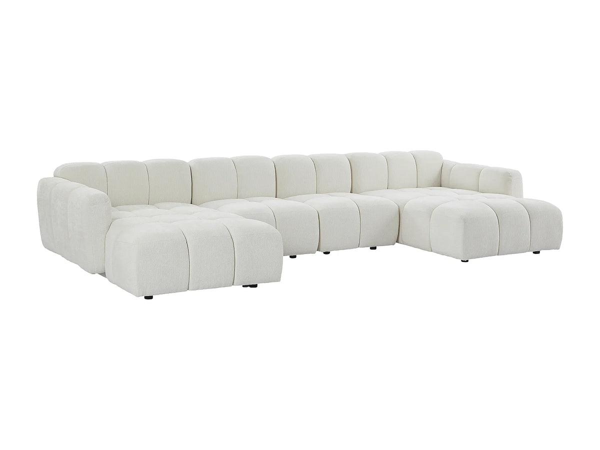 Canapé Panoramique d'Angle XXL Modulable en Tissu Blanc cassé - CARLIVI