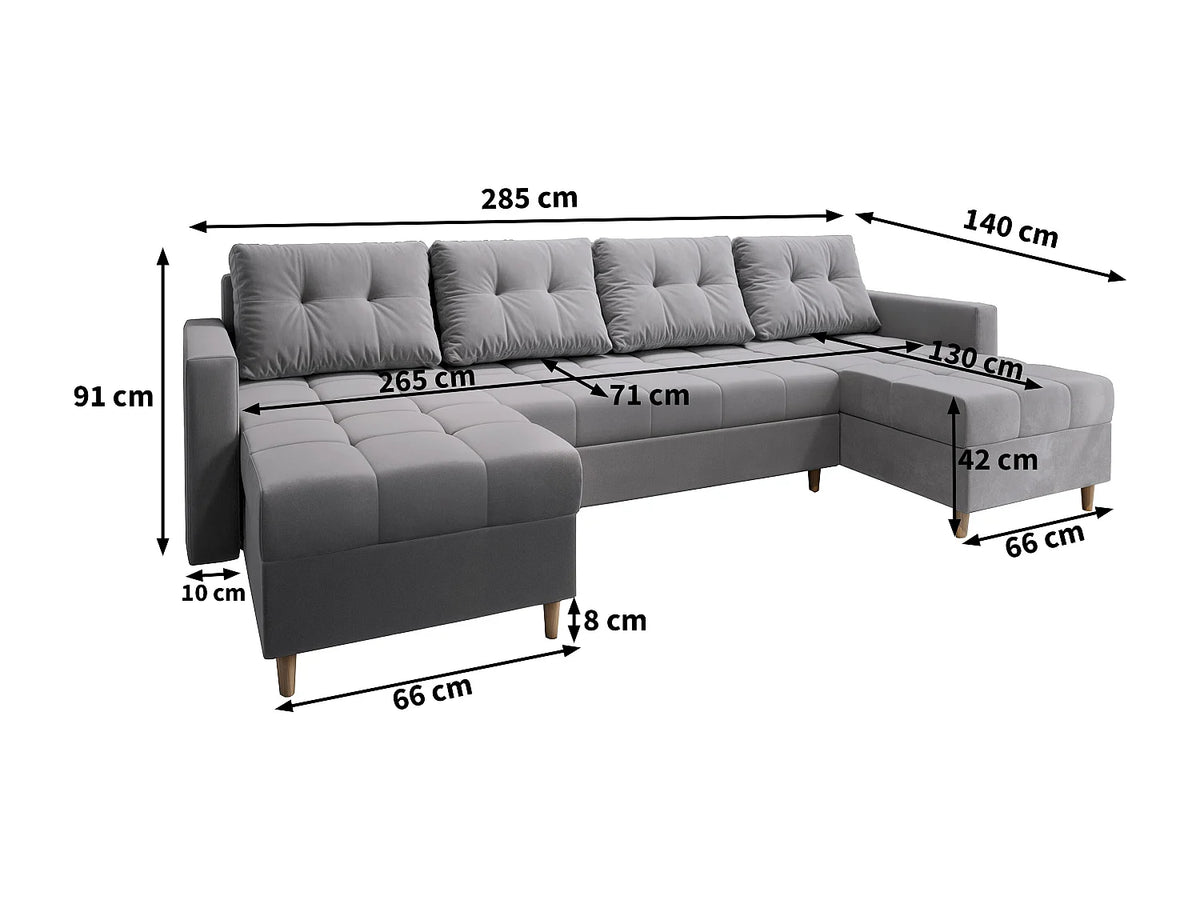Canapé Panoramique d'Angle Convertible en Velours Marron 4 Places - MILO