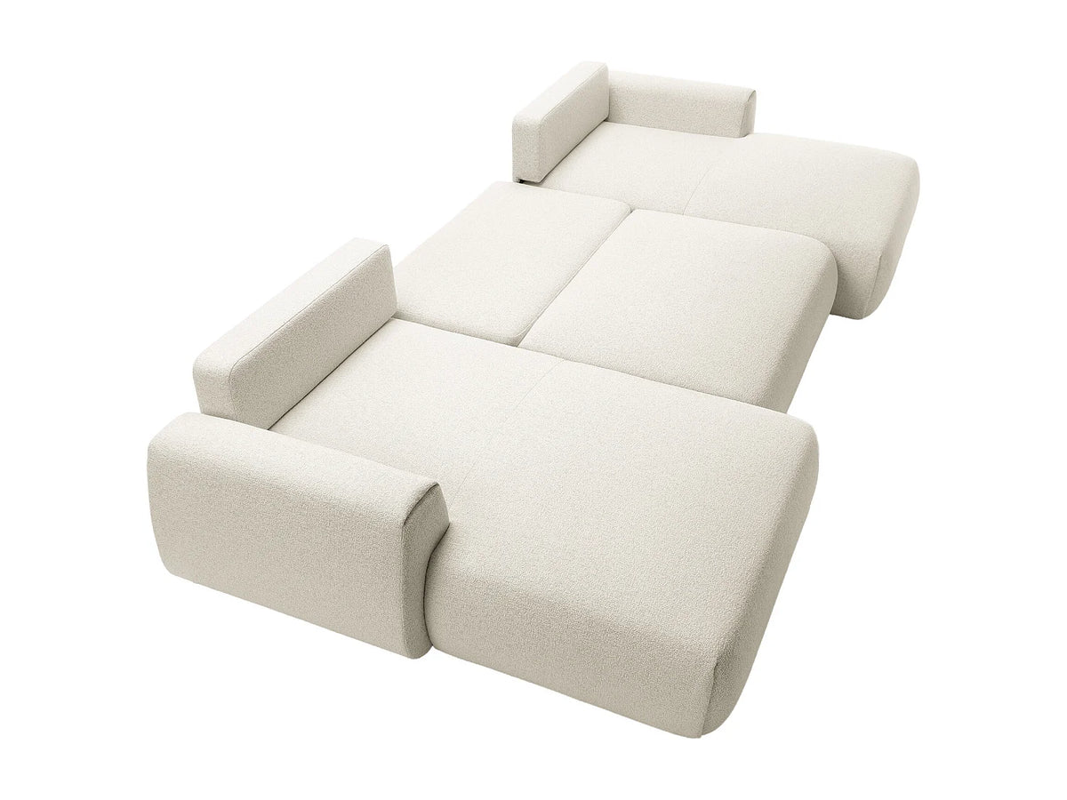 Canapé Panoramique d'Angle XXL Convertible en Tissu Beige - MONELIA