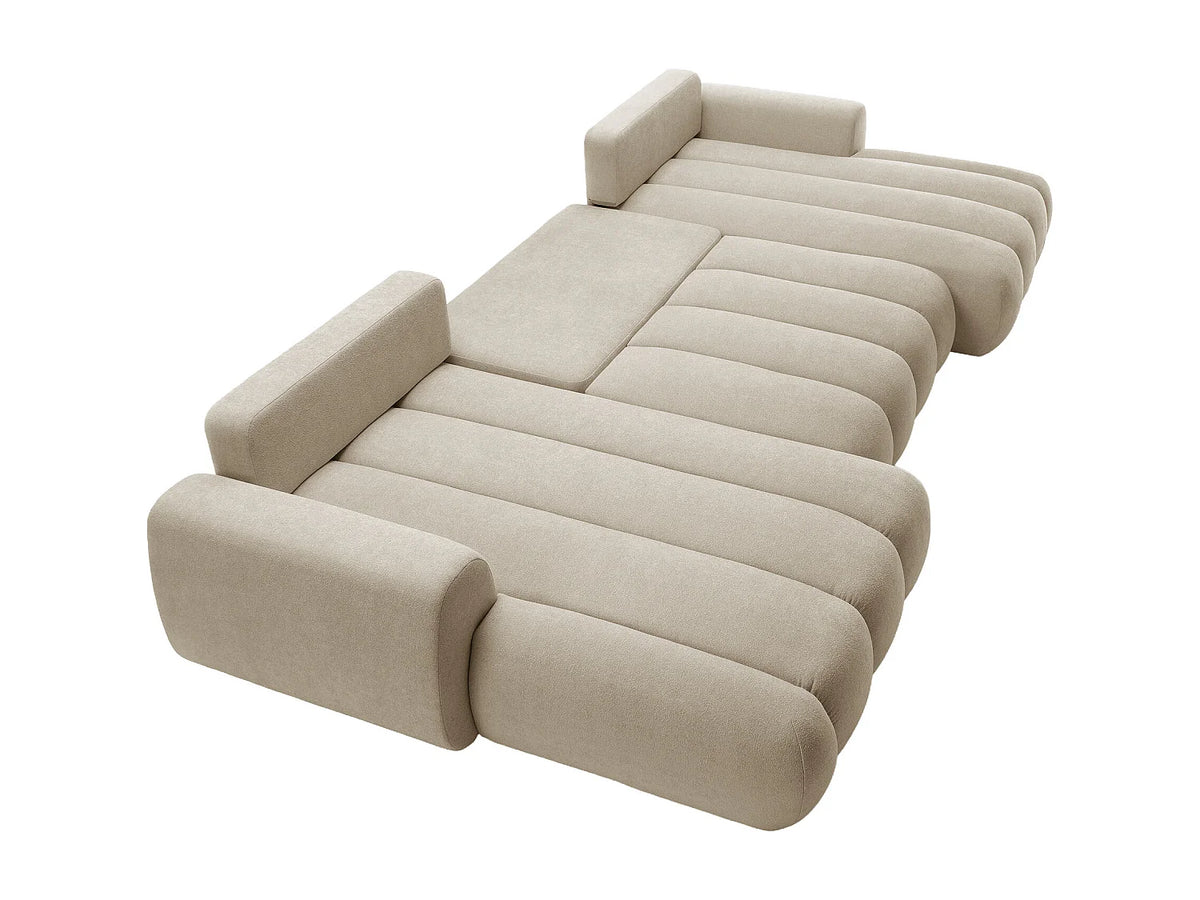 Canapé Panoramique d'Angle XXL Convertible en Tissu Beige - FRIDORA