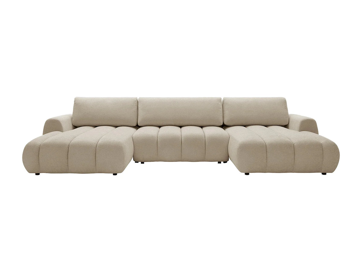 Canapé Panoramique d'Angle XXL Convertible en Tissu Beige - FRIDORA