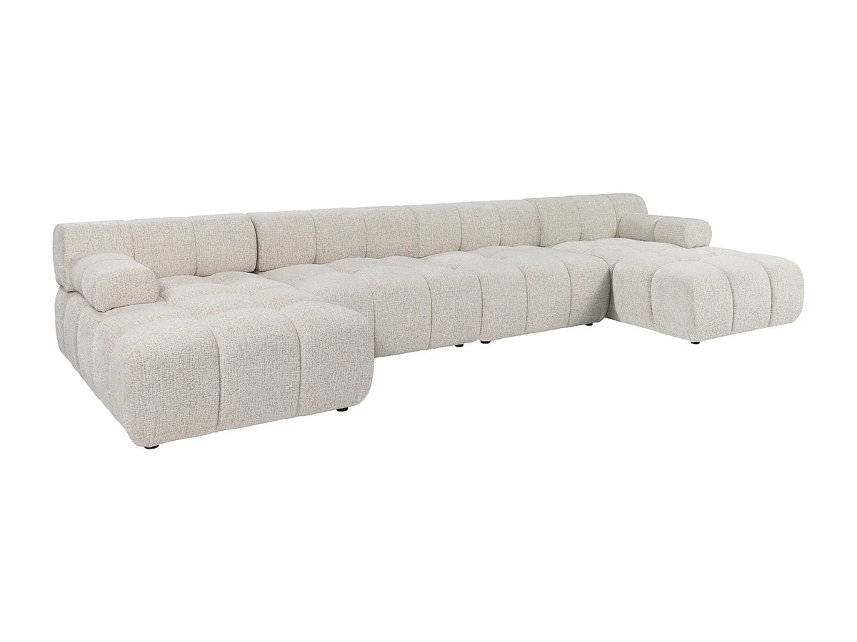 Canapé Panoramique d'Angle XXL Modulable en Tissu Beige - FACIVIL