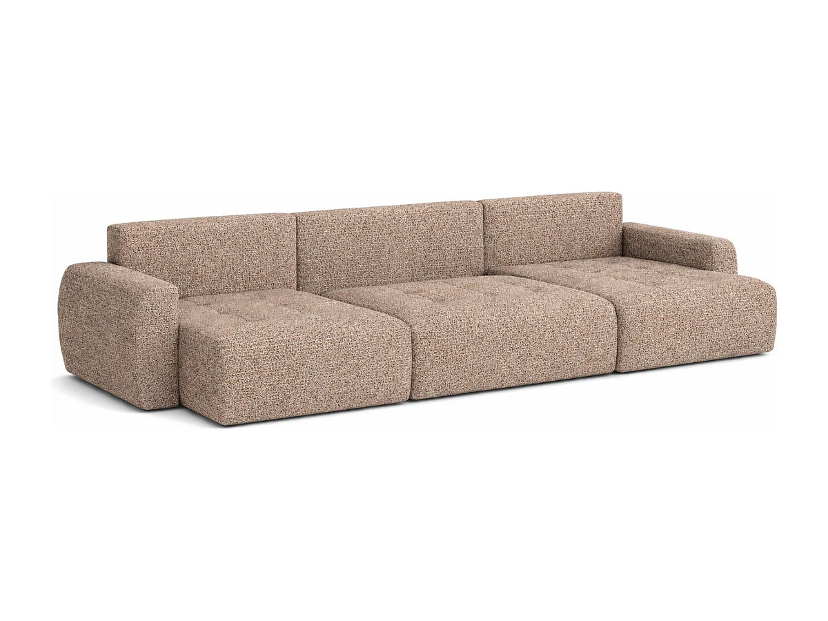 Canapé Panoramique d'Angle XXL Convertible avec Coffre en Tissu Beige 5 Places - IVO