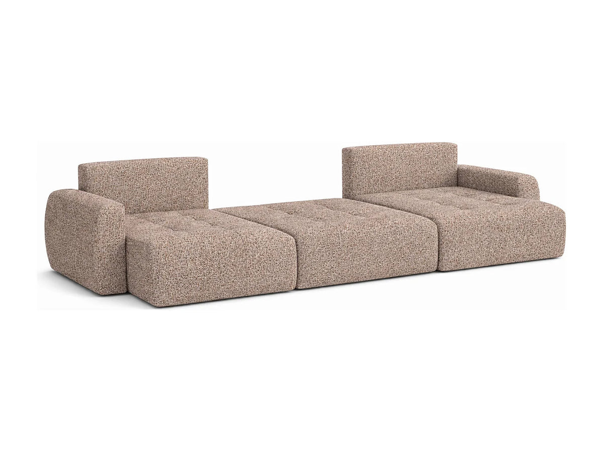 Canapé Panoramique d'Angle XXL Convertible avec Coffre en Tissu Beige 5 Places - IVO