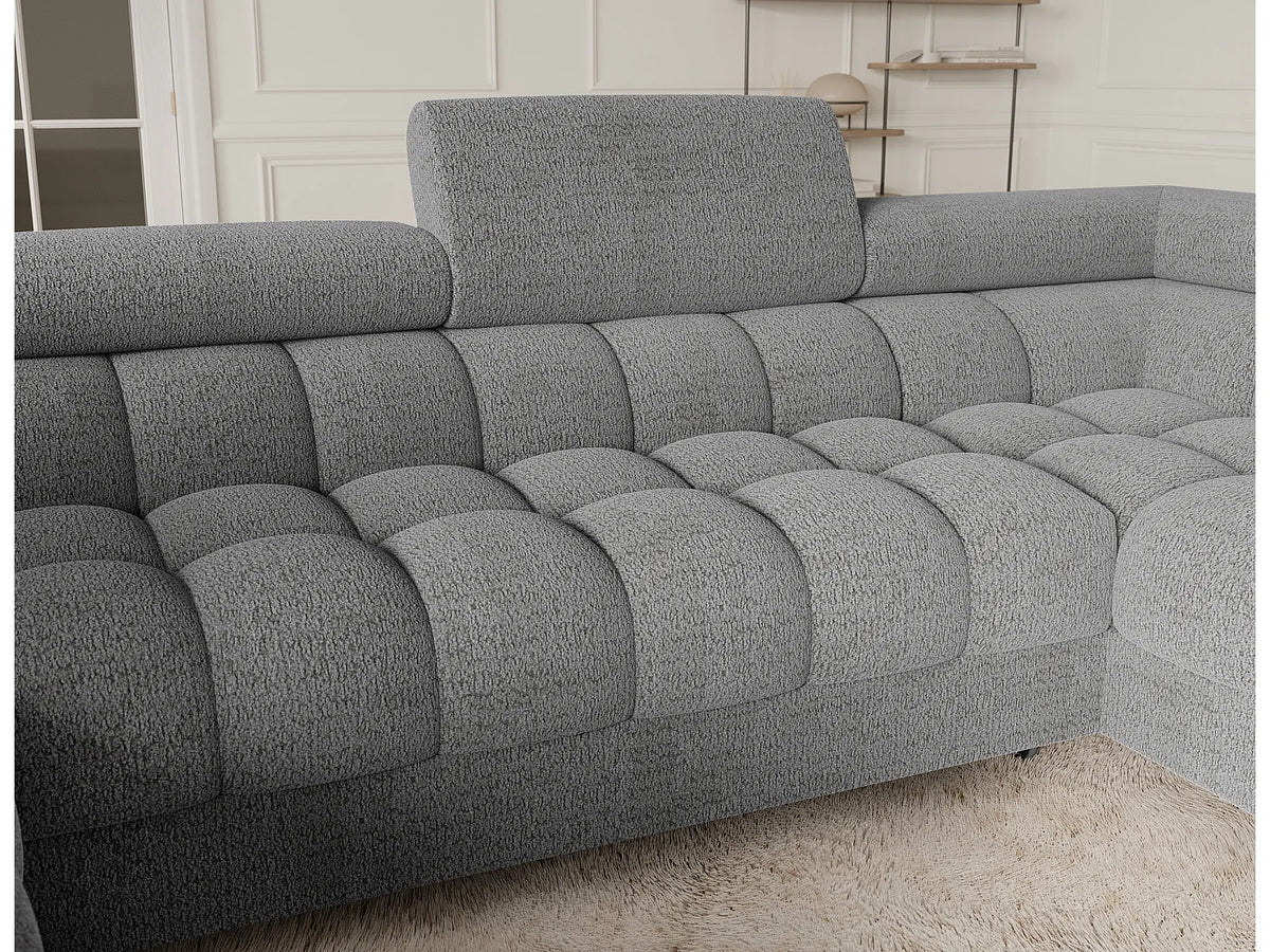 Canapé Panoramique d'Angle Convertible avec Coffre en Tissu Gris 5 Places - KARBON