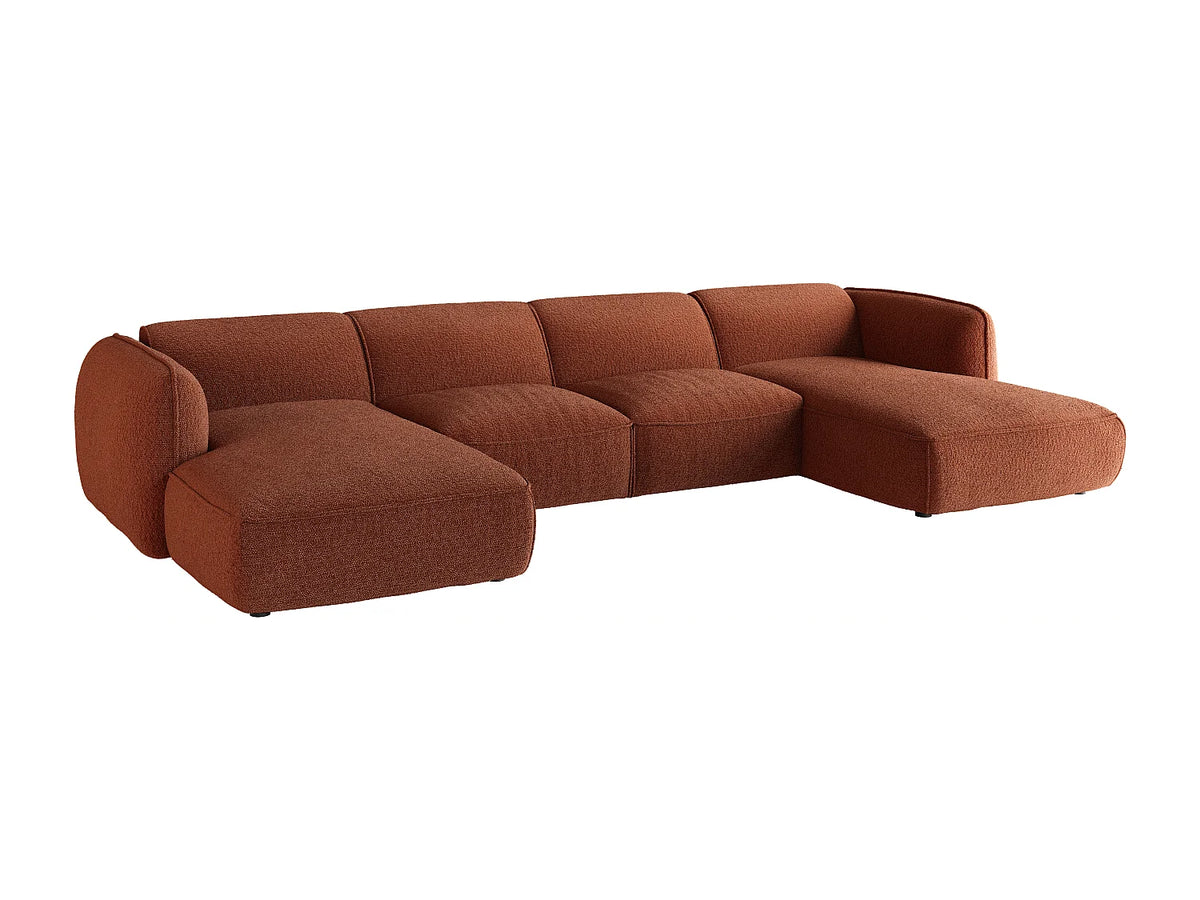 Canapé Panoramique d'Angle XXL Modulable en Chenille Terracotta - CAMILIO