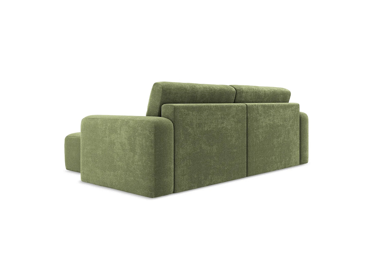 Canapé Panoramique d'Angle Convertible en Chenille Vert 3 Places - KONA