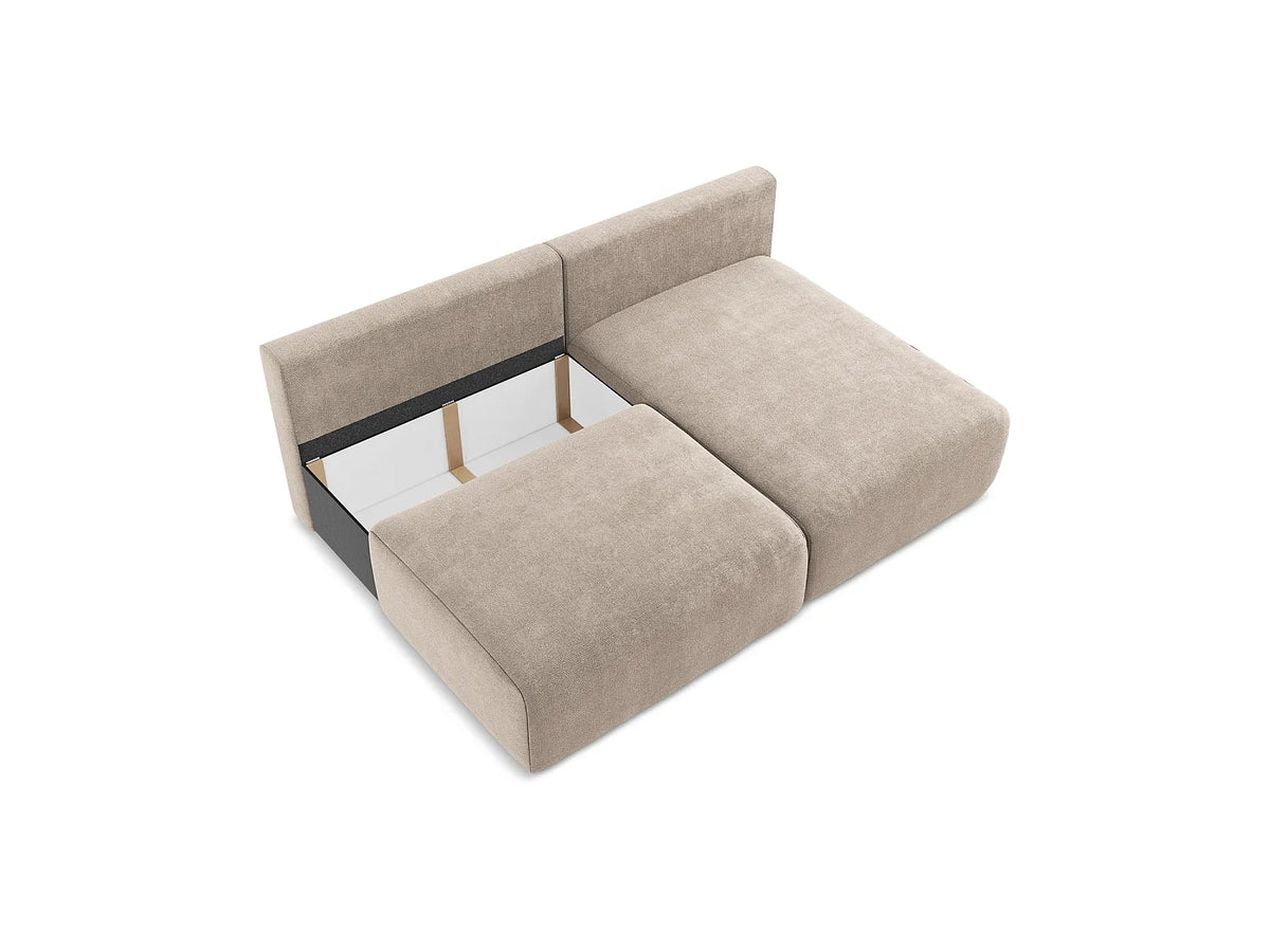 Canapé Panoramique d'Angle Convertible en Chenille Beige 3 Places - KONA