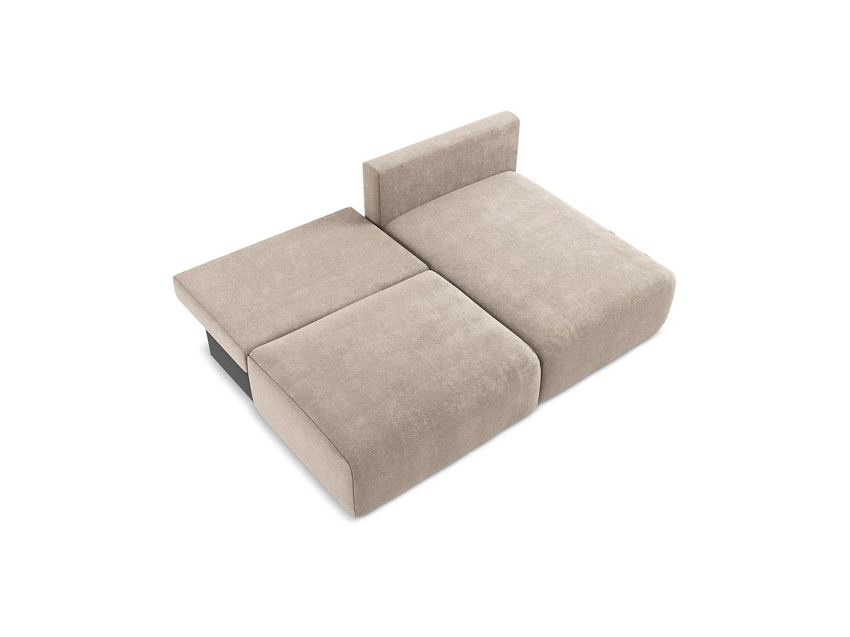 Canapé Panoramique d'Angle Convertible en Chenille Beige 3 Places - KONA