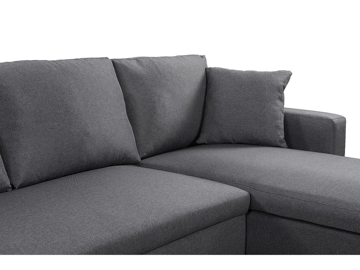 Canapé Panoramique d'Angle Convertible avec Coffre en Tissu Gris anthracite 6 Places - LOUNGITUDE