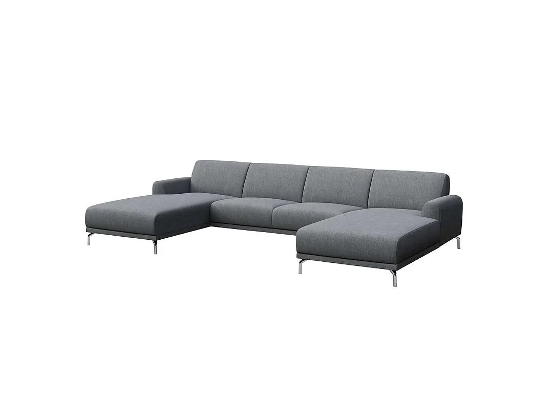 Canapé Panoramique d'Angle en Tissu Gris 5 Places - MESONICA (Réf. 3112)