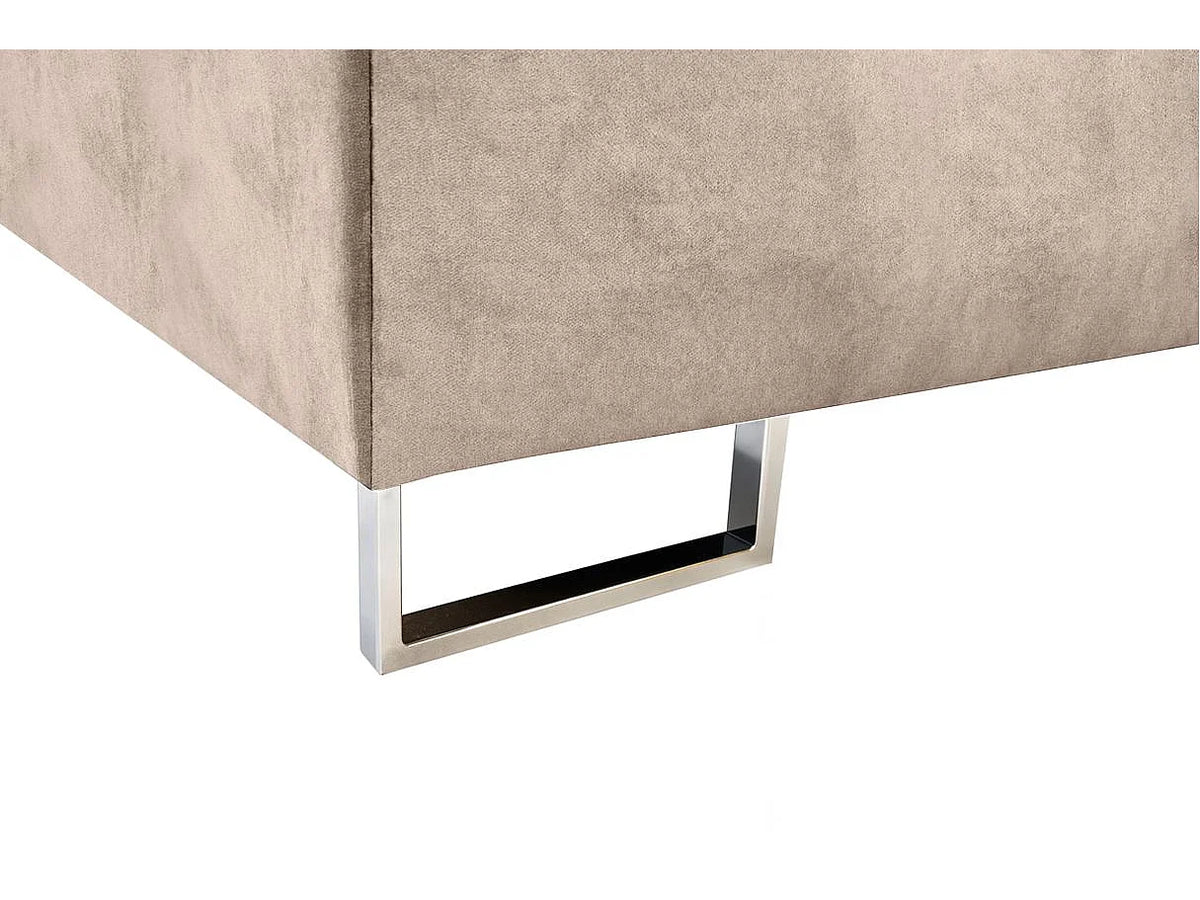 Canapé Panoramique d'Angle Convertible avec Coffre en Tissu Taupe 6 Places - FLAVIO
