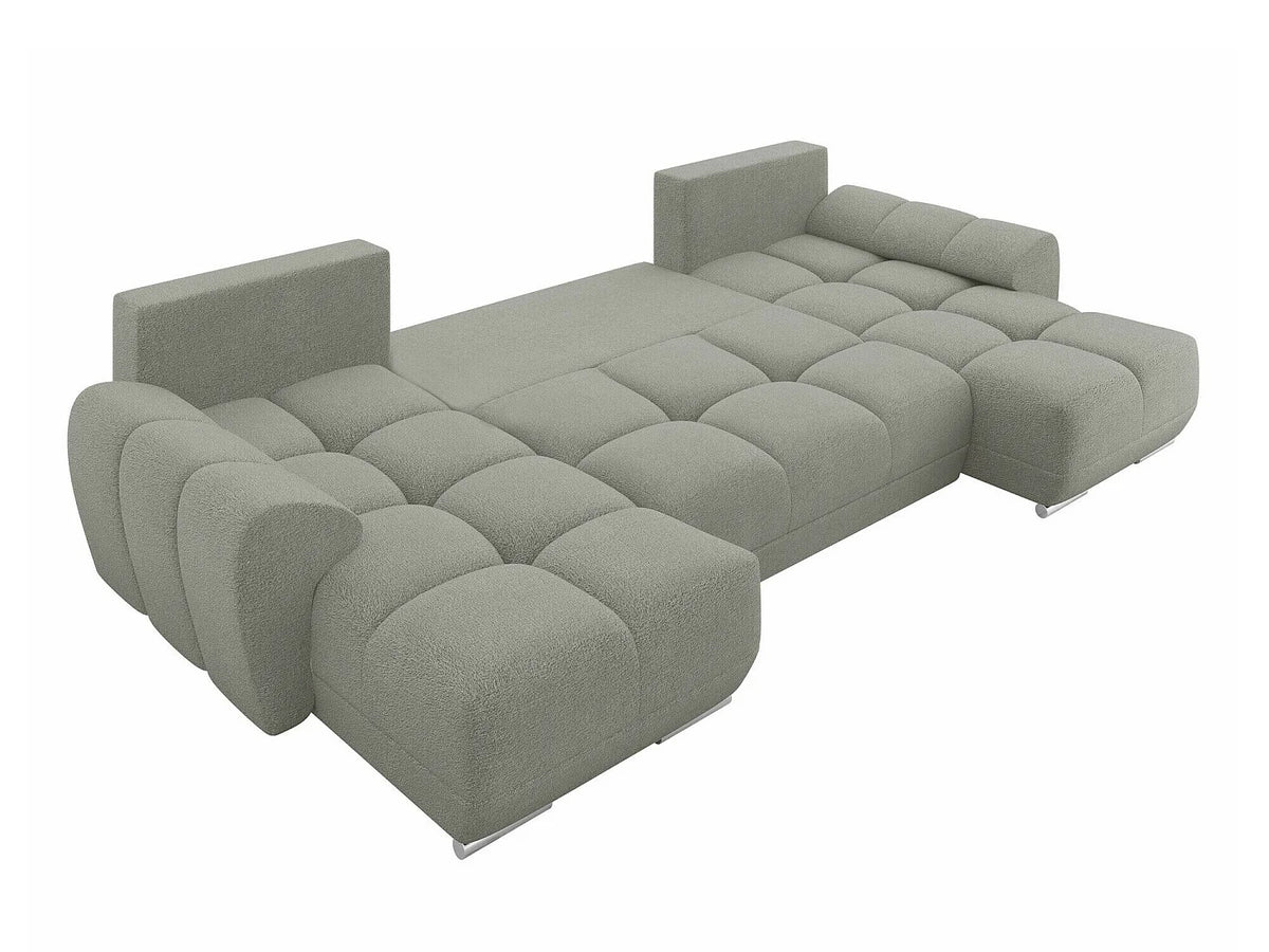 Canapé Panoramique d'Angle XXL Convertible en Tissu Blanc 3 Places - CAMDEN