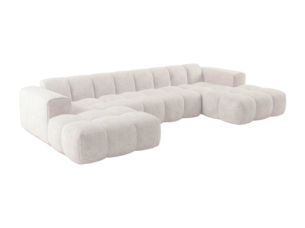 Canapé Panoramique d'Angle XXL en Chenille Beige - CALESO