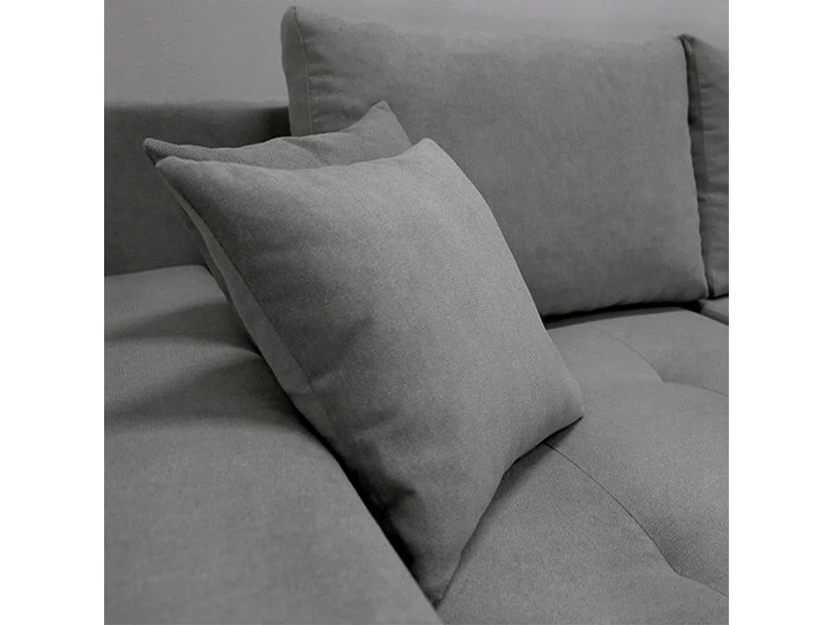 Canapé Panoramique d'Angle XXL Convertible en Tissu Gris 5 Places - JONAS