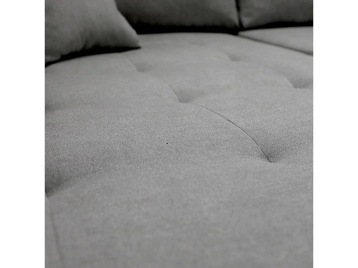 Canapé Panoramique d'Angle XXL Convertible en Tissu Gris 5 Places - JONAS